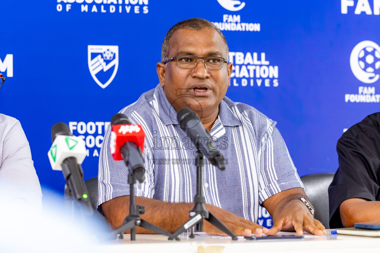 Press conference by FAM Normalization Committee was held at National Stadium in Male', Maldives on Sunday, 18th September 2024. Photos: Nausham Waheed / images.mv