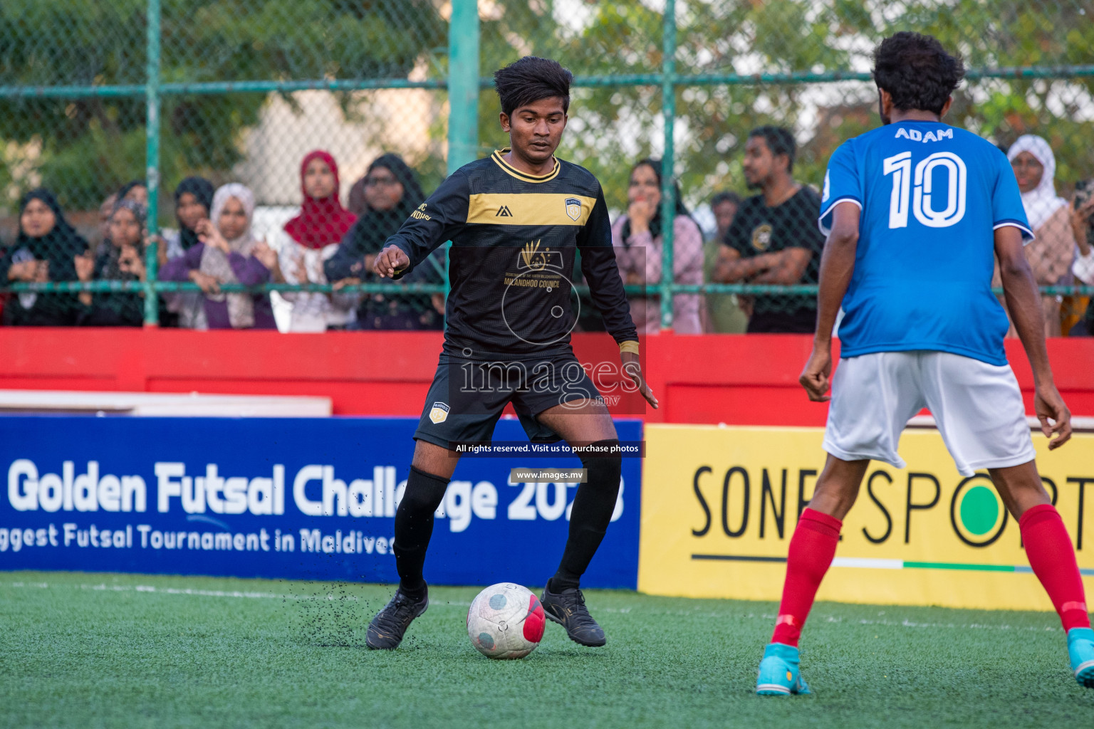 SH. Bilehfahi vs SH. Milandhoo in Day 7 of Golden Futsal Challenge 2023 on 11 February 2023 in Hulhumale, Male, Maldives