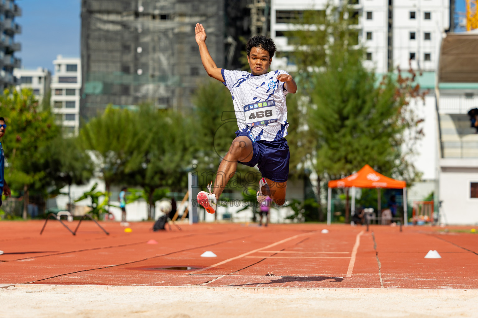 Day 2 of MWSC Interschool Athletics Championships 2024 held in Hulhumale Running Track, Hulhumale, Maldives on Sunday, 10th November 2024. 
Photos by:  Hassan Simah / Images.mv