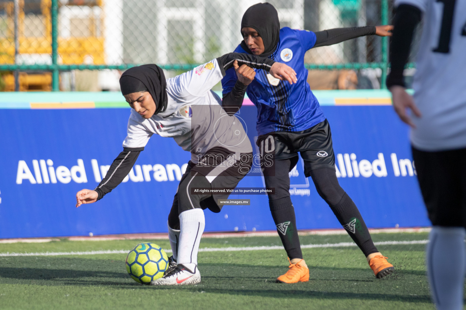 Maldives Ports Limited vs Dhivehi Sifainge Club in the semi finals of 18/30 Women's Futsal Fiesta 2019 on 27th April 2019, held in Hulhumale Photos: Hassan Simah / images.mv