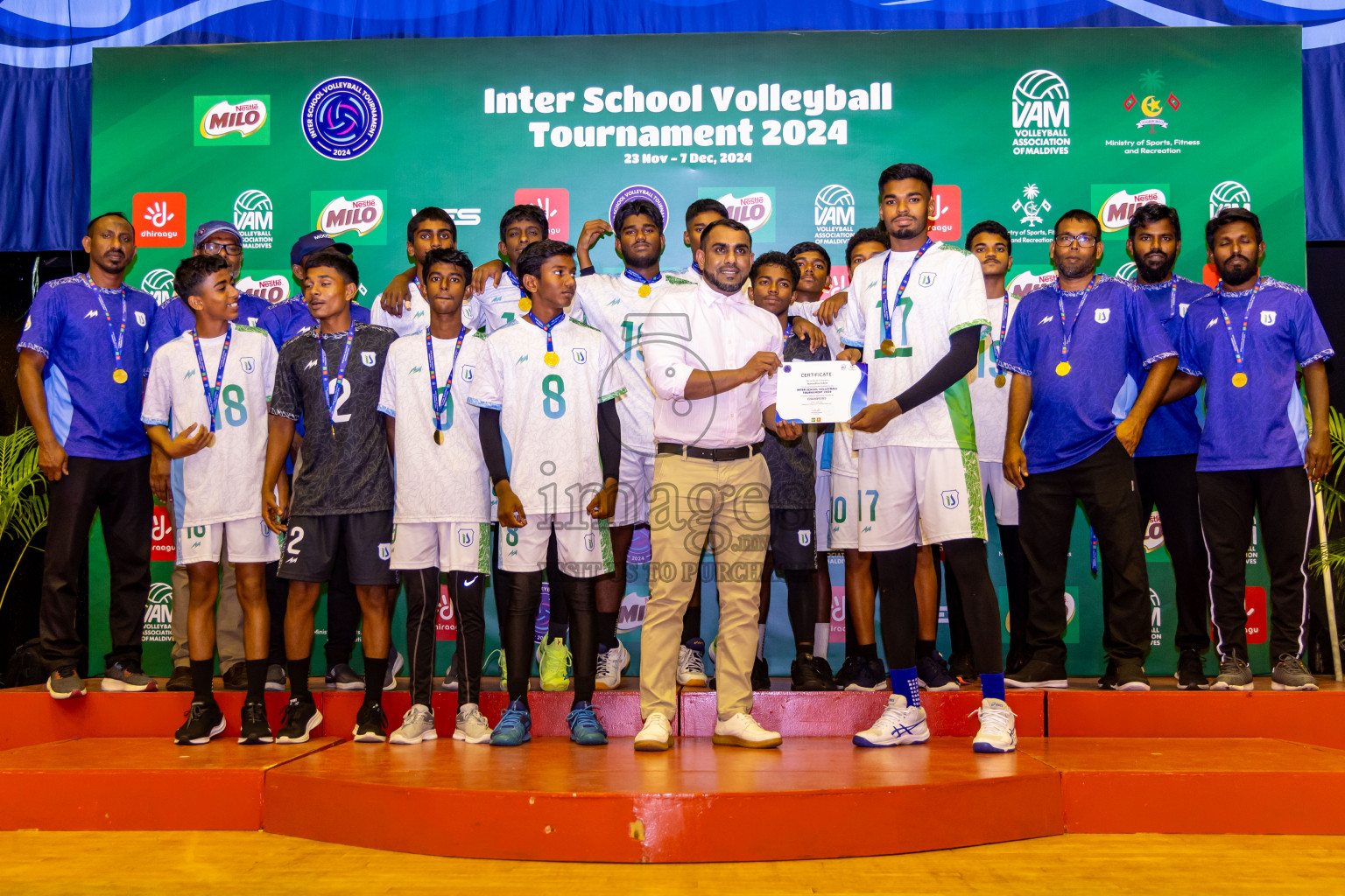 Finals of Interschool Volleyball Tournament 2024 was held in Social Center at Male', Maldives on Friday, 6th December 2024. Photos: Nausham Waheed / images.mv