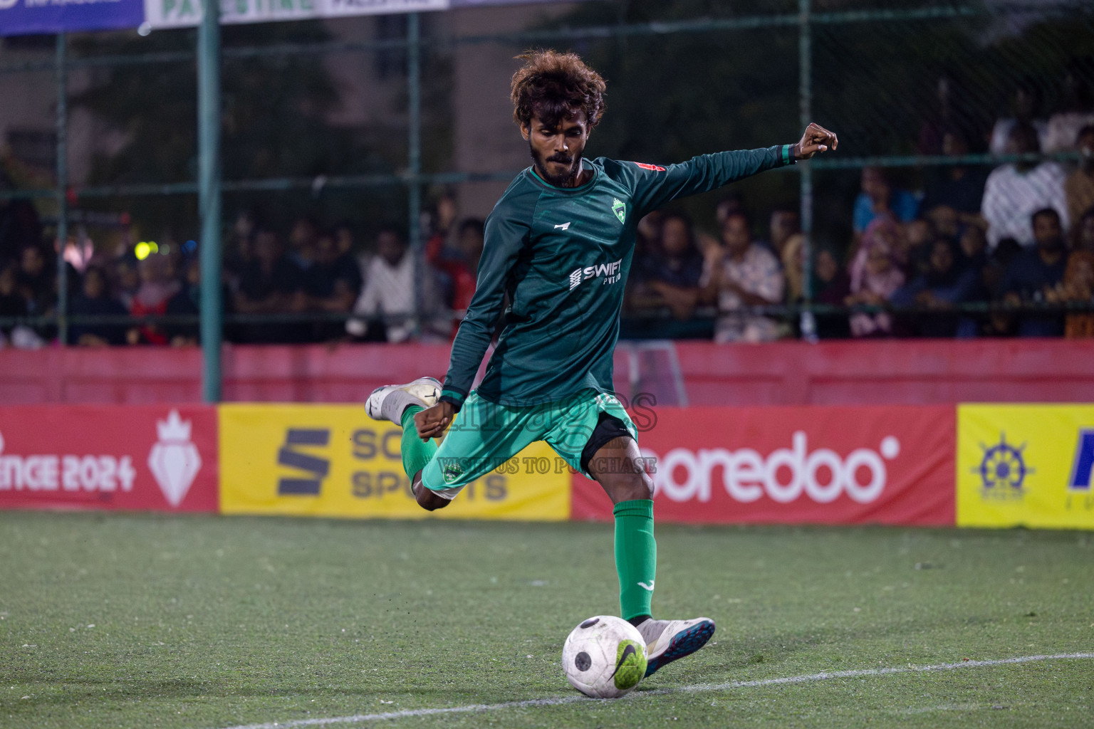 M. Naalaafushi vs M. Maduvvari in Day 28 of Golden Futsal Challenge 2024 was held on Sunday , 11th February 2024 in Hulhumale', Maldives Photos: Mohamed Mahfooz Moosa / images.mv