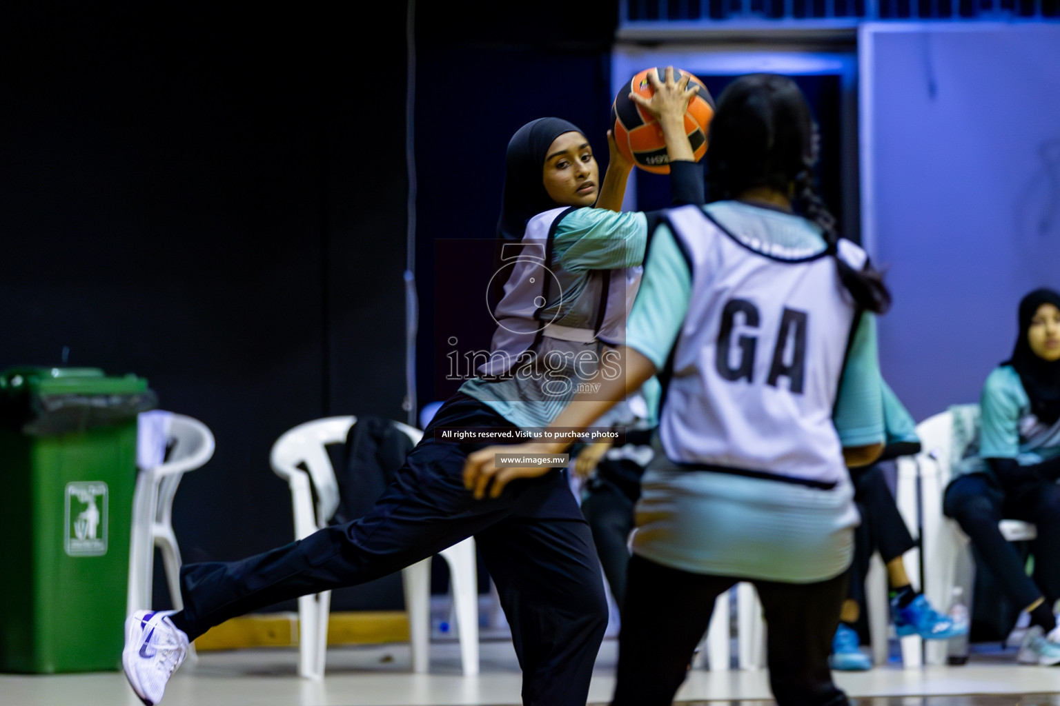 Day 9 of 24th Interschool Netball Tournament 2023 was held in Social Center, Male', Maldives on 4th November 2023. Photos: Hassan Simah / images.mv