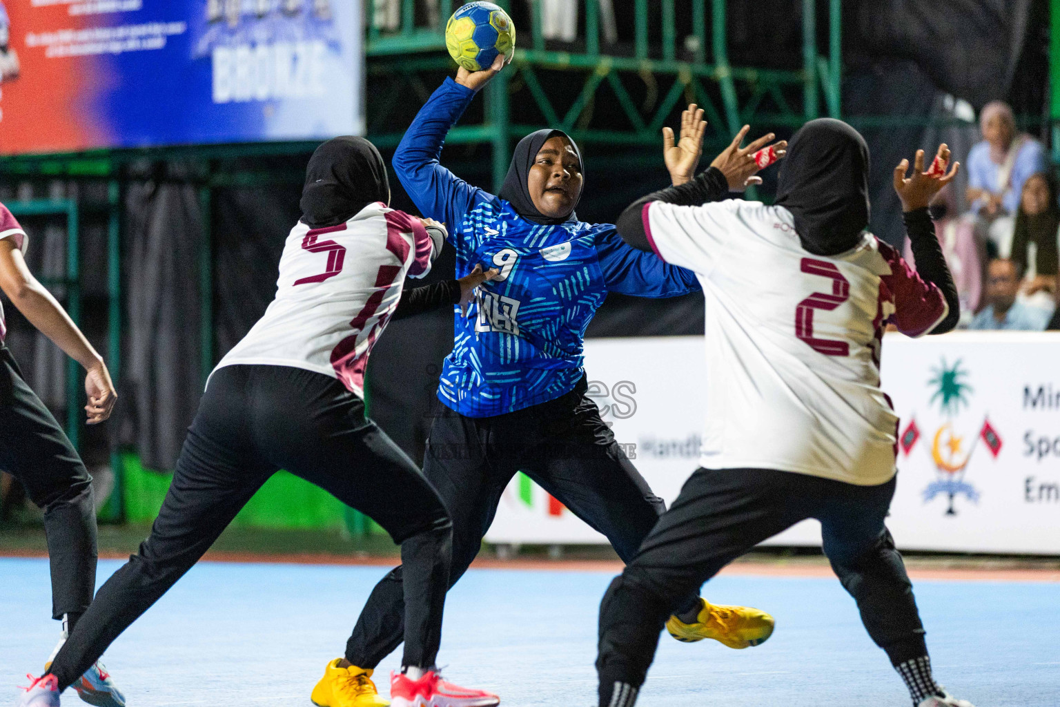 Day 14 of 10th National Handball Tournament 2023, held in Handball ground, Male', Maldives on Monday, 11th December 2023 Photos: Nausham Waheed/ Images.mv