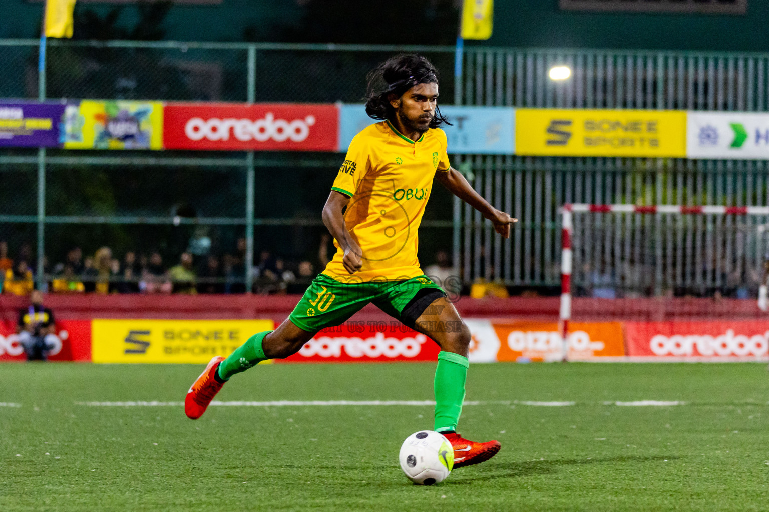 GDh Vaadhoo vs GDh Thinadhoo in Day 27 of Golden Futsal Challenge 2024 was held on Saturday , 10th February 2024 in Hulhumale', Maldives Photos: Nausham Waheed / images.mv