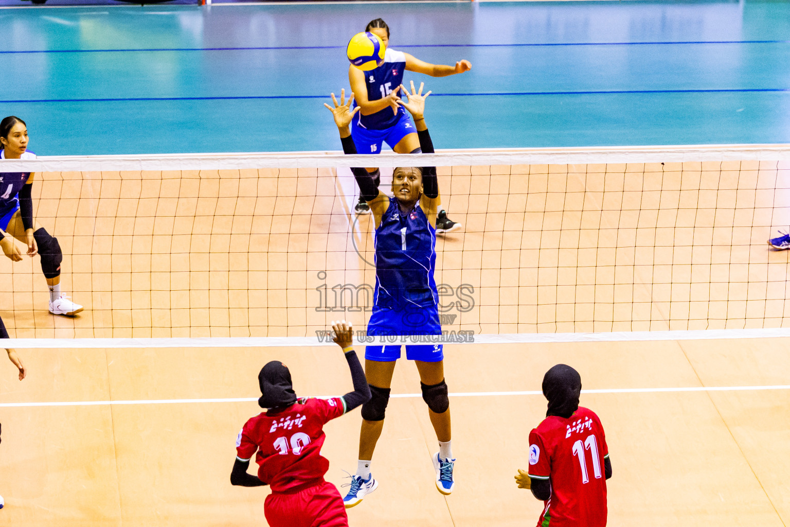 Nepal vs Maldives in Day 3 of CAVA U20 Woman's Volleyball Championship 2024 was held in Social Center, Male', Maldives on 20th July 2024. Photos: Nausham Waheed / images.mv