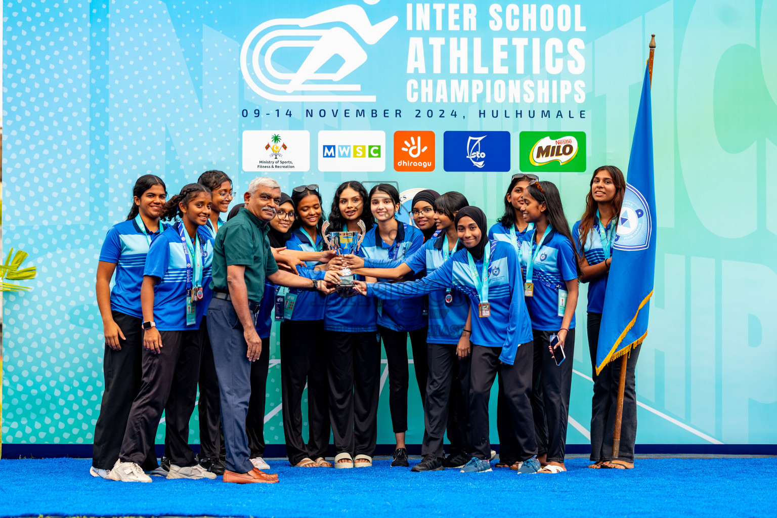 Day 6 of MWSC Interschool Athletics Championships 2024 held in Hulhumale Running Track, Hulhumale, Maldives on Thursday, 14th November 2024. Photos by: Nausham Waheed / Images.mv