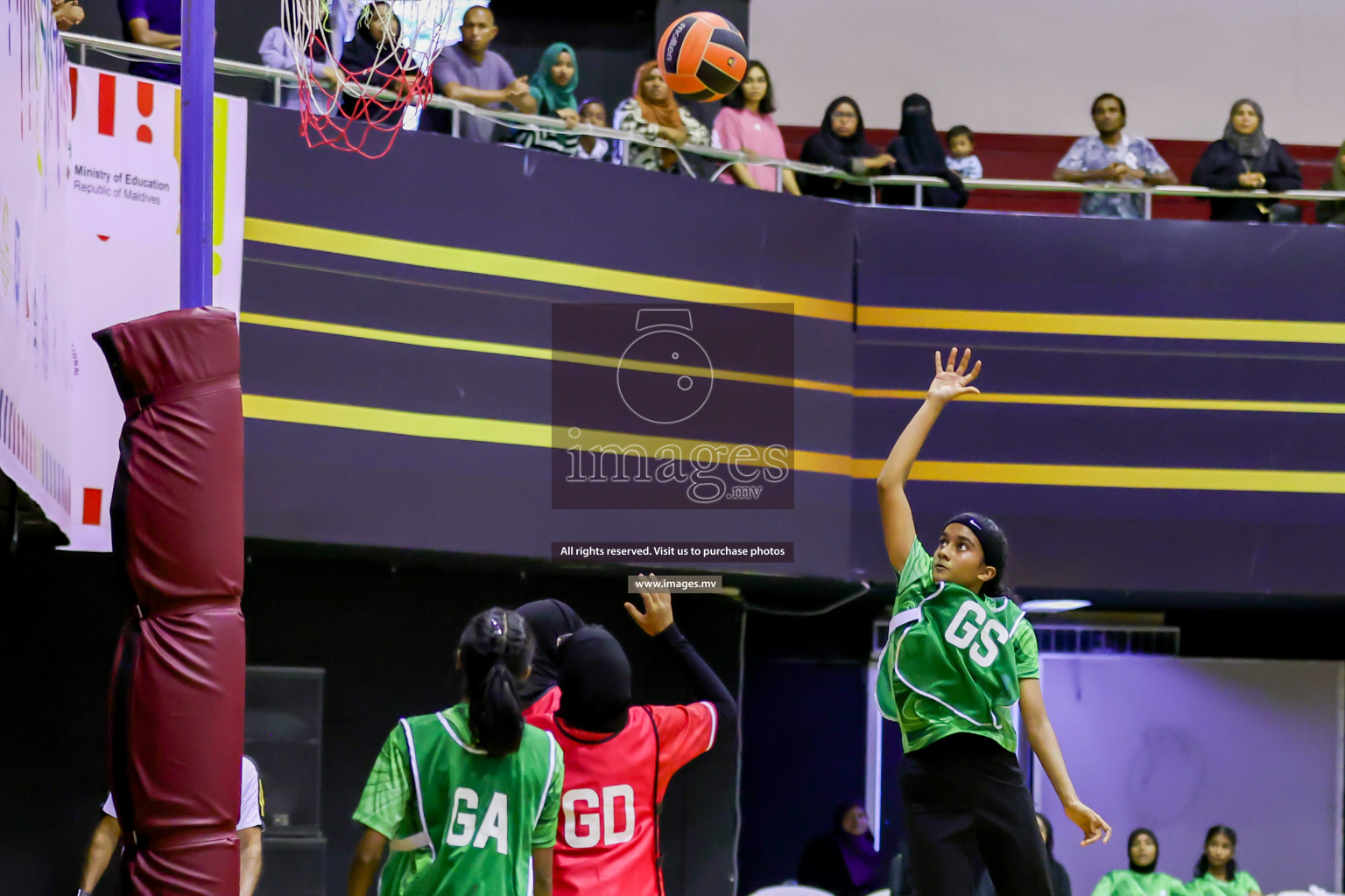 Day 9 of 24th Interschool Netball Tournament 2023 was held in Social Center, Male', Maldives on 4th November 2023. Photos: Hassan Simah / images.mv