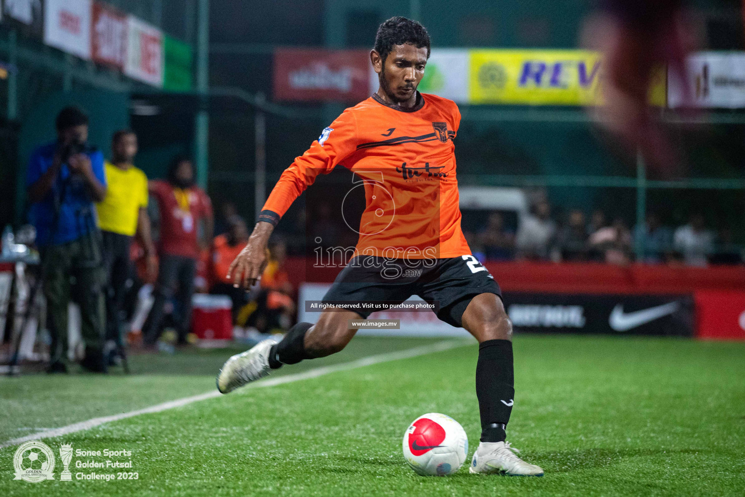 Th. Hirilandhoo vs Th. Omadhoo in Day 4 of Golden Futsal Challenge 2023 on 08 February 2023 in Hulhumale, Male, Maldives