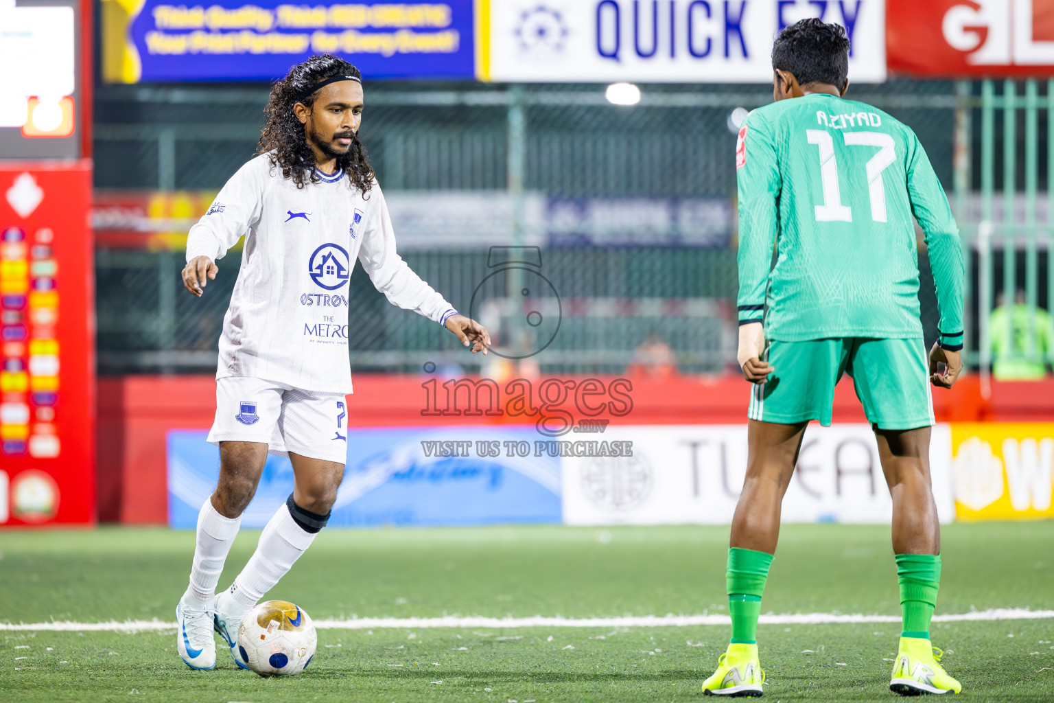 GA Dhaandhoo vs GA Gemanafushi in Day 14 of Golden Futsal Challenge 2025 was held on Saturday, 18th January 2025, in Hulhumale', Maldives. Photos: Ismail Thoriq / images.mv