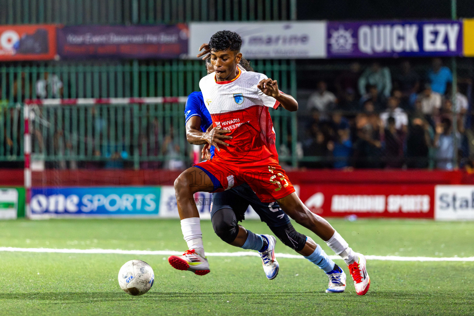 AA Mathiveri vs ADh Mahibadhoo in Zone 4 Final on Day 38 of Golden Futsal Challenge 2025 was held on Wednesday, 12th February 2025 in Hulhumale', Maldives. Photos: Abdulla Abeed / images.mv