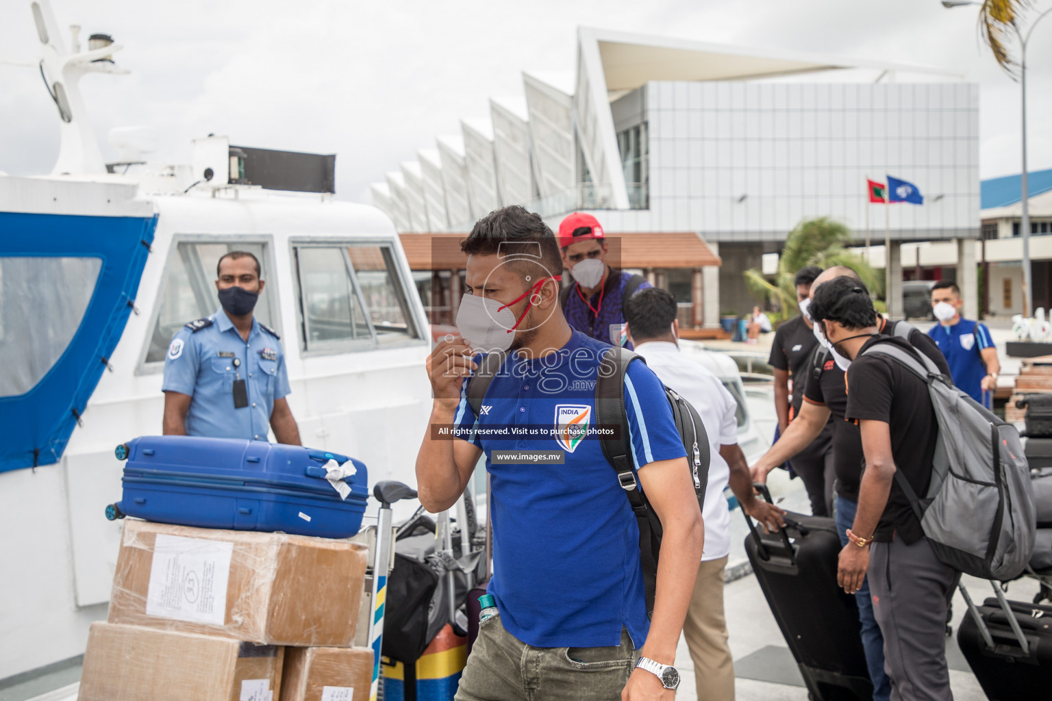 Arrival of Indian Football Team in Velana International Airport, Male' Maldives for SAFF Championship 2021 on 28 September 2021