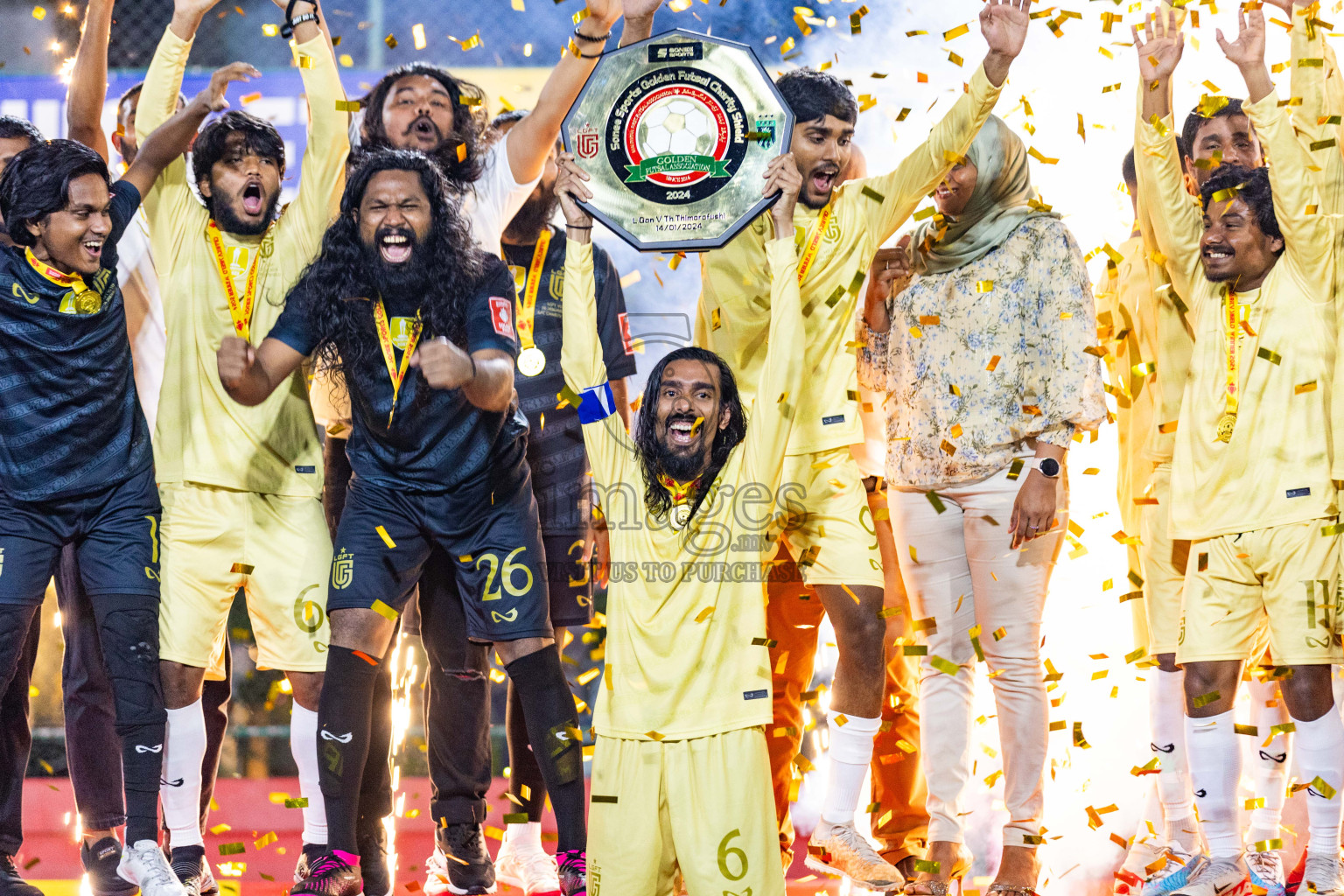 Opening of Golden Futsal Challenge 2024 with Charity Shield Match between L.Gan vs Th. Thimarafushi was held on Sunday, 14th January 2024, in Hulhumale', Maldives Photos: Nausham Waheed / images.mv