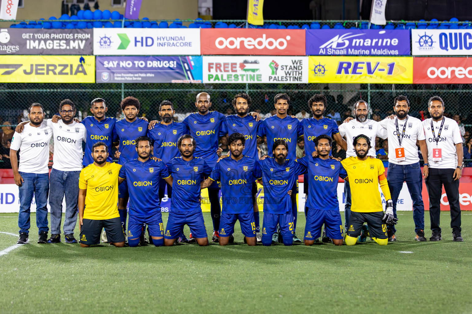 L. Gan VS B. Eydhafushi in the Finals of Golden Futsal Challenge 2024 which was held on Thursday, 7th March 2024, in Hulhumale', Maldives. 
Photos: Hassan Simah / images.mv