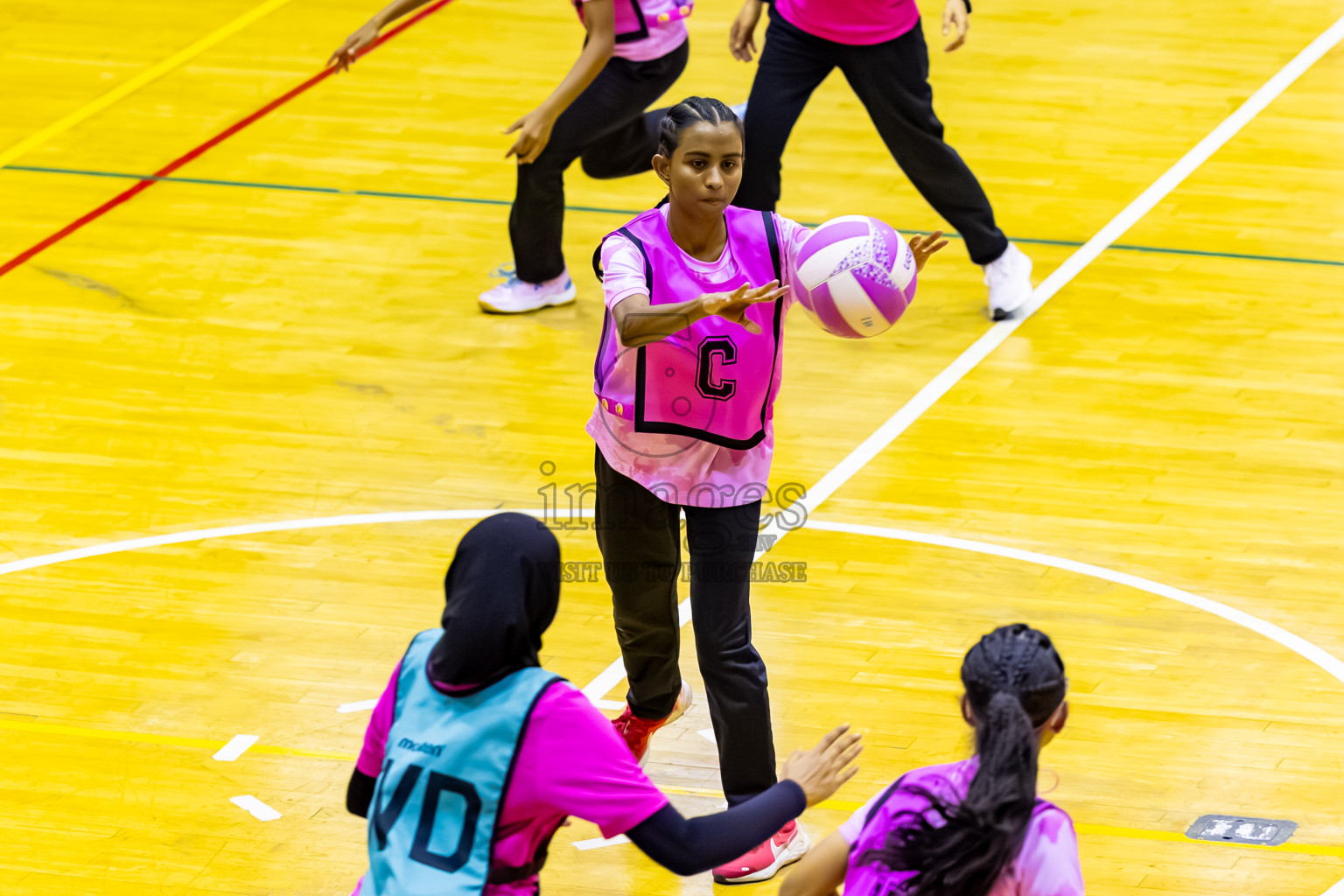 MV netters vs Xenith SC in Day 4 of 24th Milo Netball Association Championship held in Social Center at Male', Maldives on Thursday, 4th September 2025. Photos: Nausham Waheed / images.mv