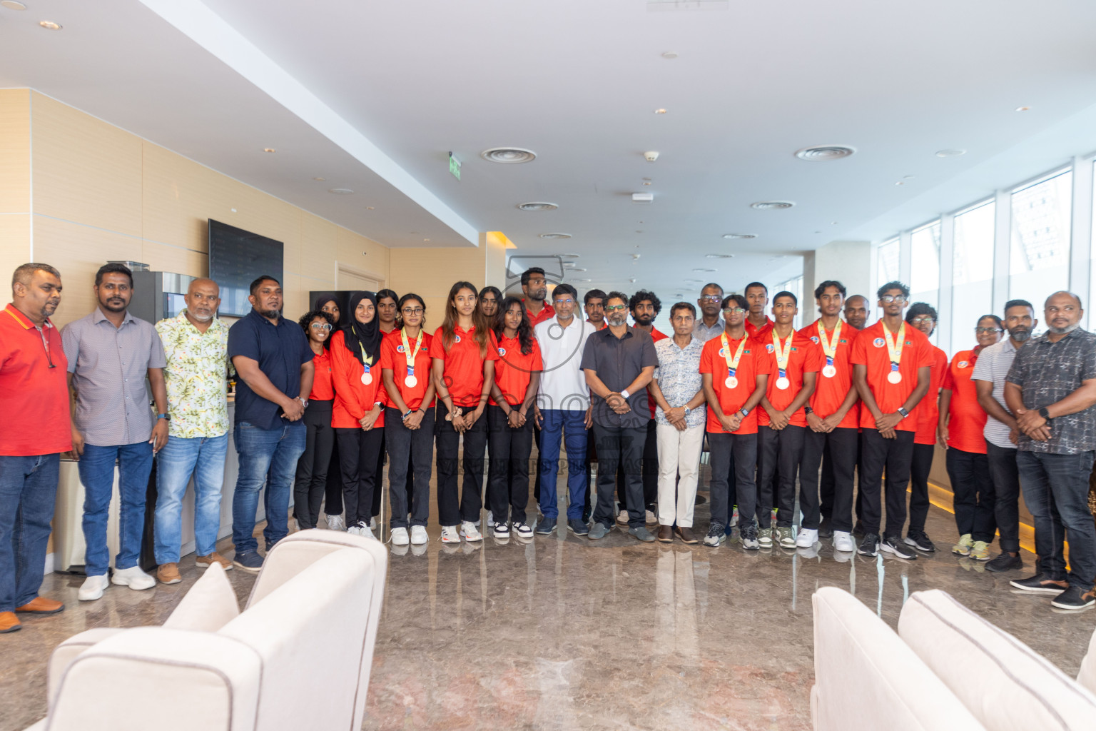 Arrival of Junior athletics team after 4th South Asian Junior Athletics Championship. Both Junior Men and Women's team won Bronze from 4x100m Relay event. 
Photos: Ismail Thoriq / images.mv