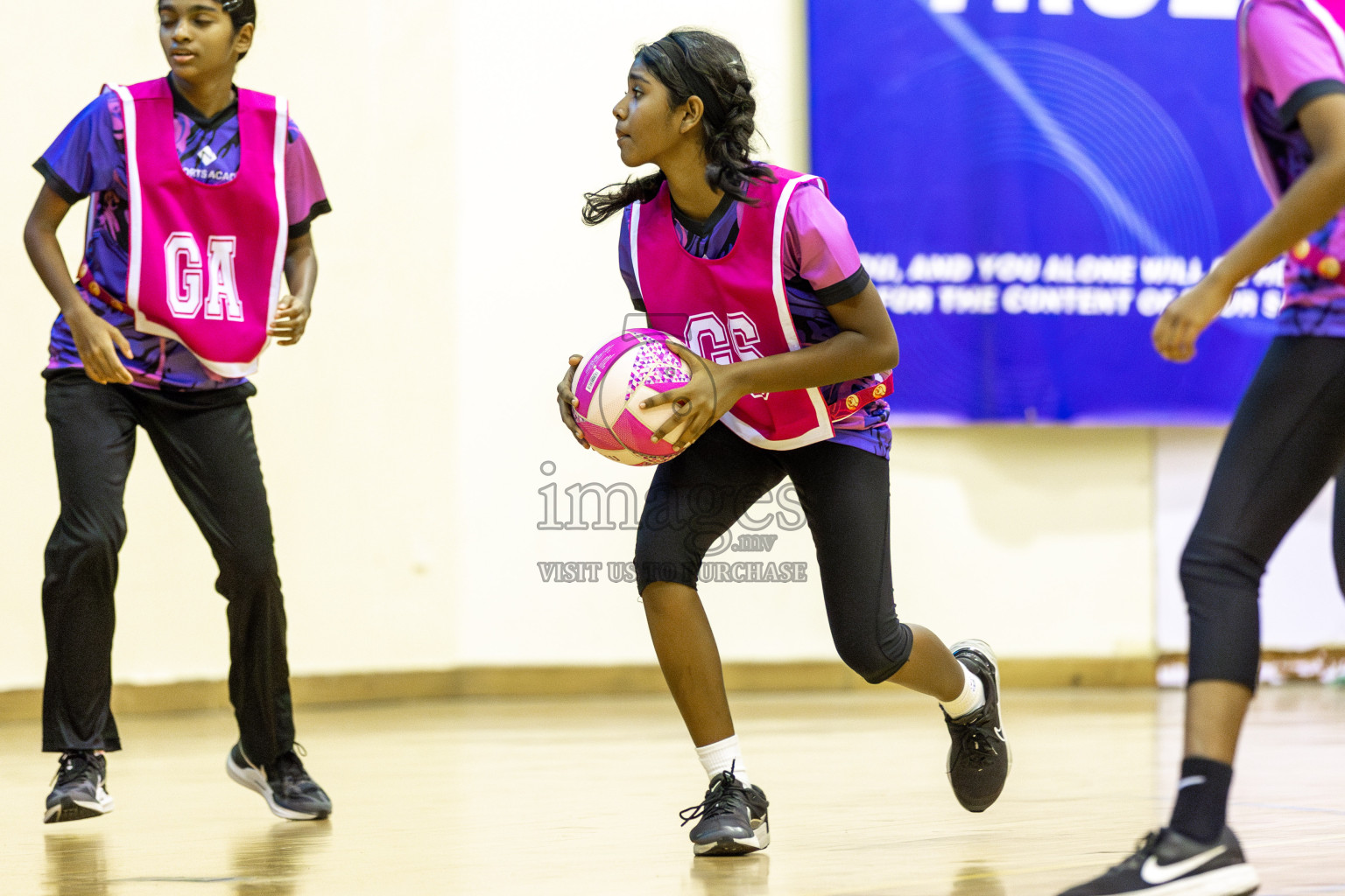 N Sports Academy vs FIONTI Sports Academy in Day 5 of 3rd Netball Junior Championship, held at Social Center on Thursday 23rd January 2025 . Photos: Shuu Abdul Sattar / images.mv