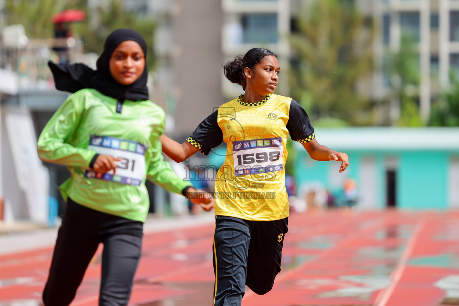 Day 1 of MWSC Interschool Athletics Championships 2024 held in Hulhumale Running Track, Hulhumale, Maldives on Saturday, 9th November 2024. 
Photos by: Ismail Thoriq, Hassan Simah / Images.mv