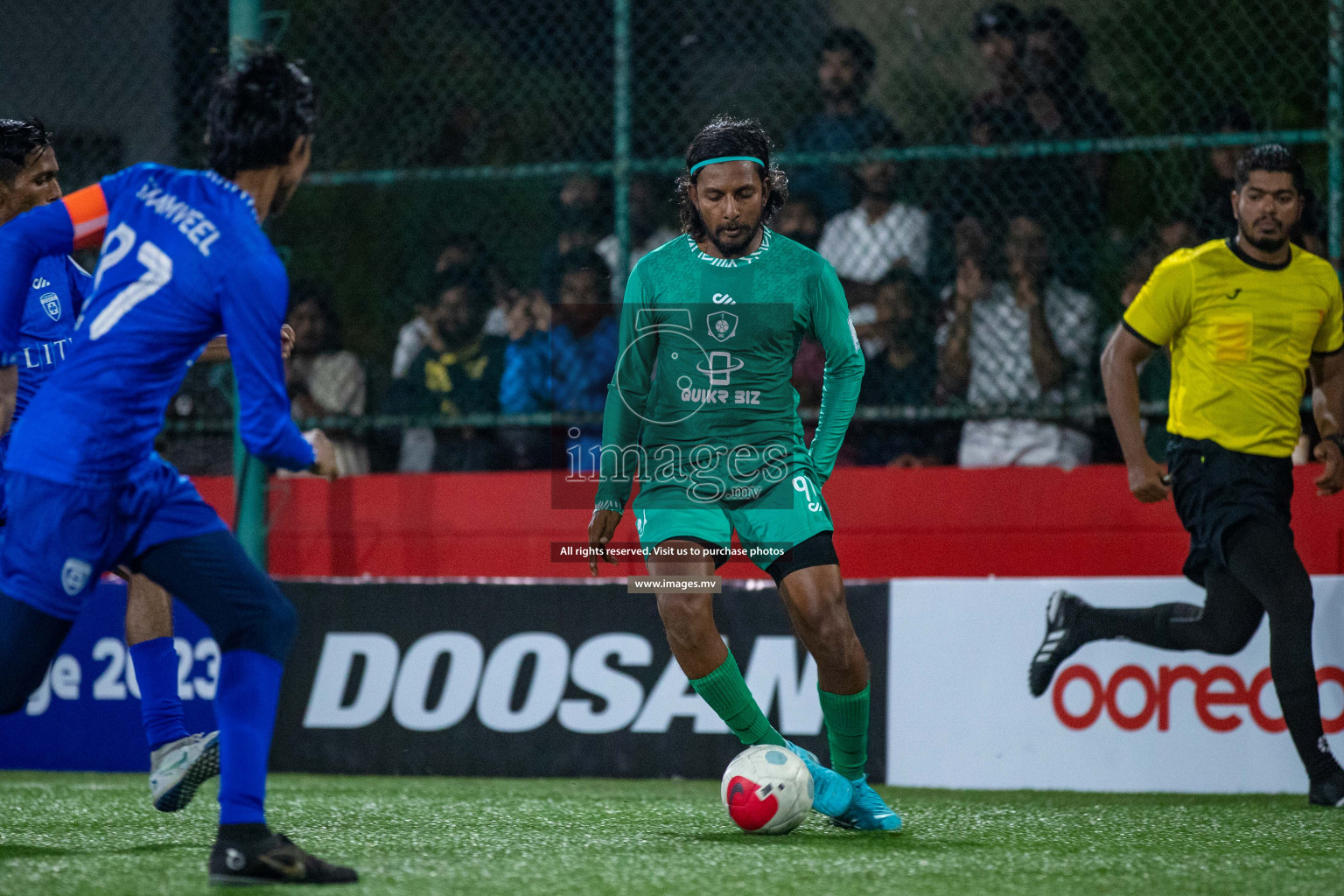 R. Meedhoo vs R. Dhuvaafaru in Day 2 of Golden Futsal Challenge 2023 on 06 February 2023 in Hulhumale, Male, Maldives