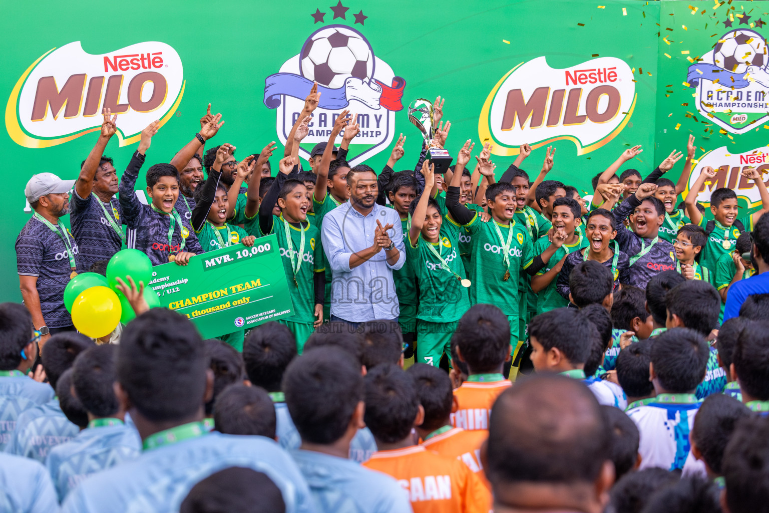 Day 3 of MILO Academy Championship 2025 (U-12) was held at Henveiru Stadium in Male', Maldives on Saturday, 3rd May 2025. Photos: Ismail Thoriq / images.mv