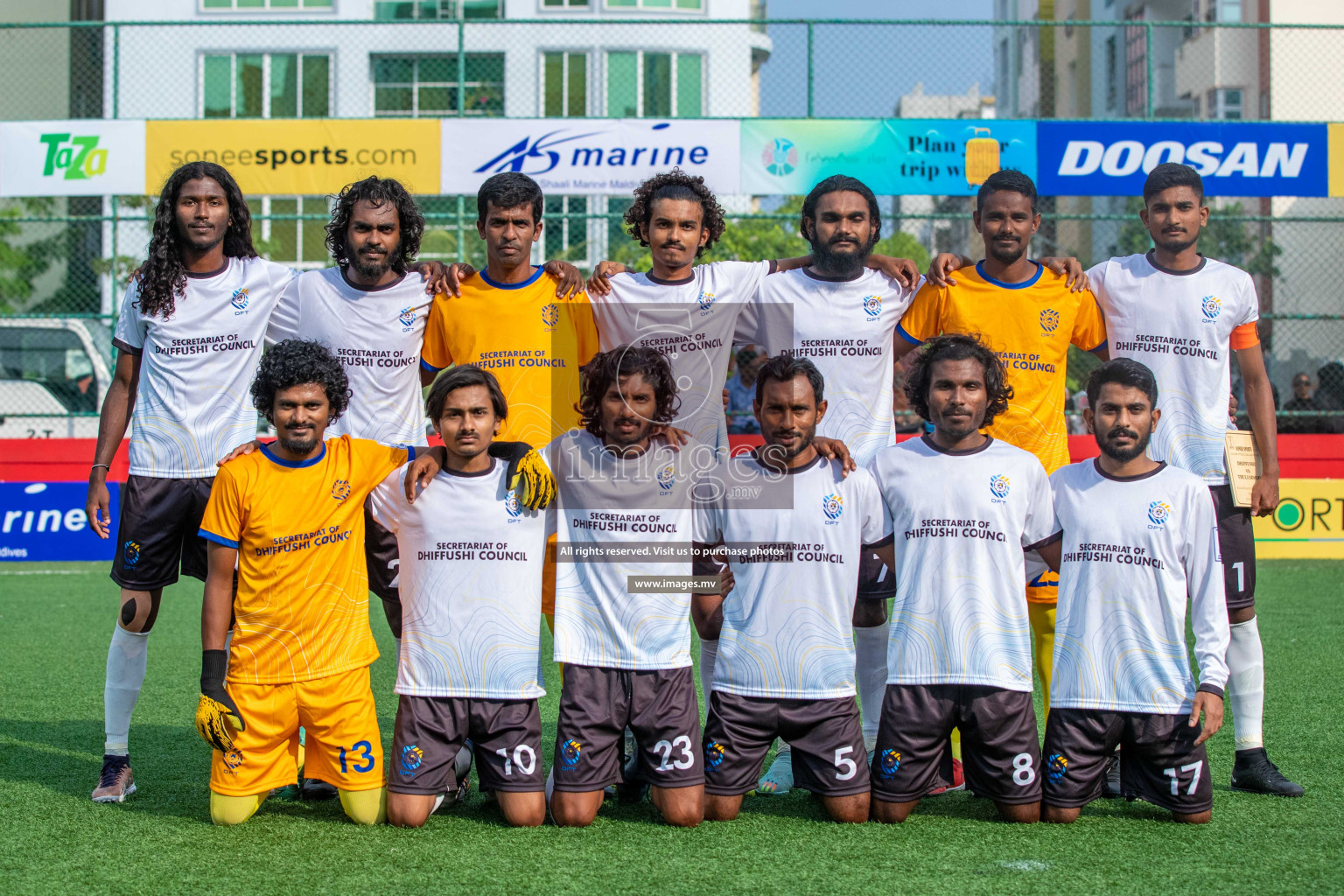 K. Dhiffushi vs K. Thulusdhoo in Day 6 of Golden Futsal Challenge 2023 on 10 February 2023 in Hulhumale, Male, Maldives