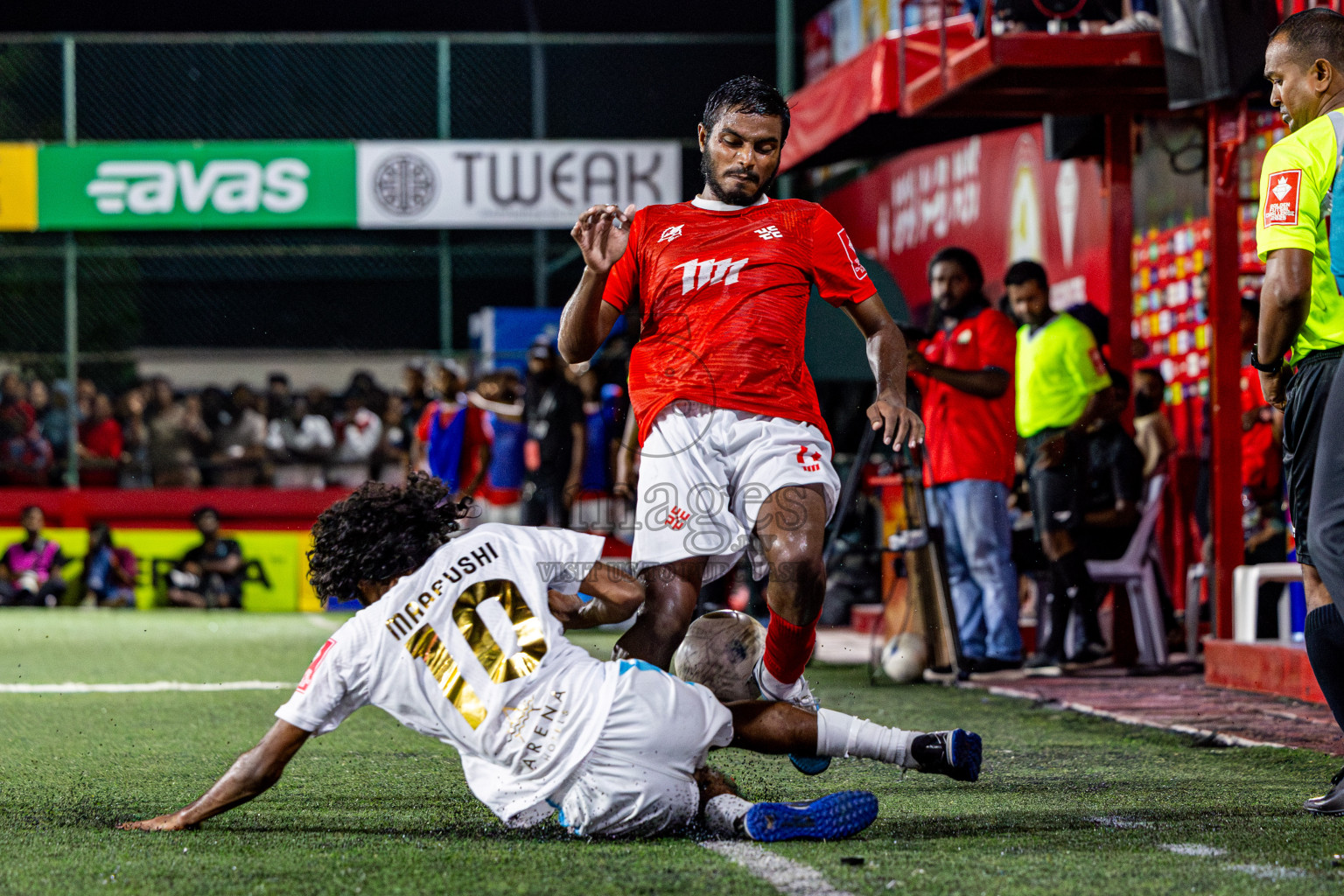 K Maafushi vs K Kaashidhoo in Kaafu Atoll Finals Day 27 of Golden Futsal Challenge 2025 was held on Friday , 31st January 2025, in Hulhumale', Maldives. Photos: Nausham Waheed / images.mv