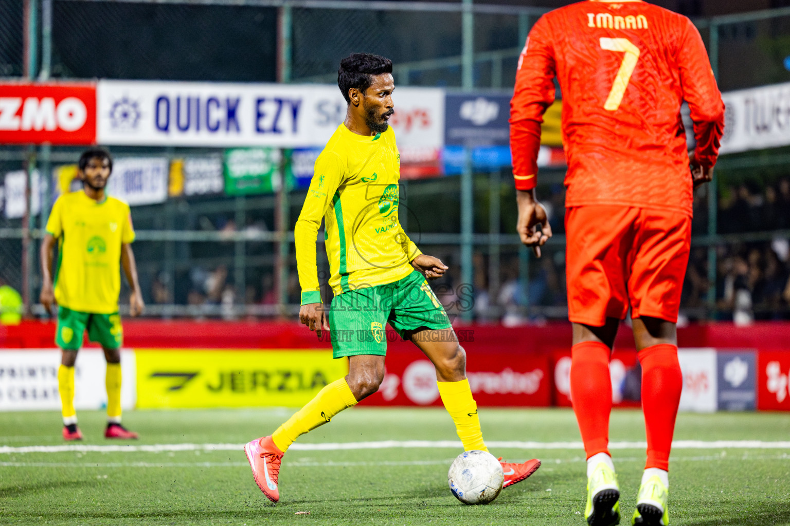 Gdh Vaadhoo vs GA Dhevvadhoo in zone round on Day 32 of Golden Futsal Challenge 2025 was held on Wednesday , 5th February 2025, in Hulhumale', Maldives. Photos: Nausham Waheed / images.mv