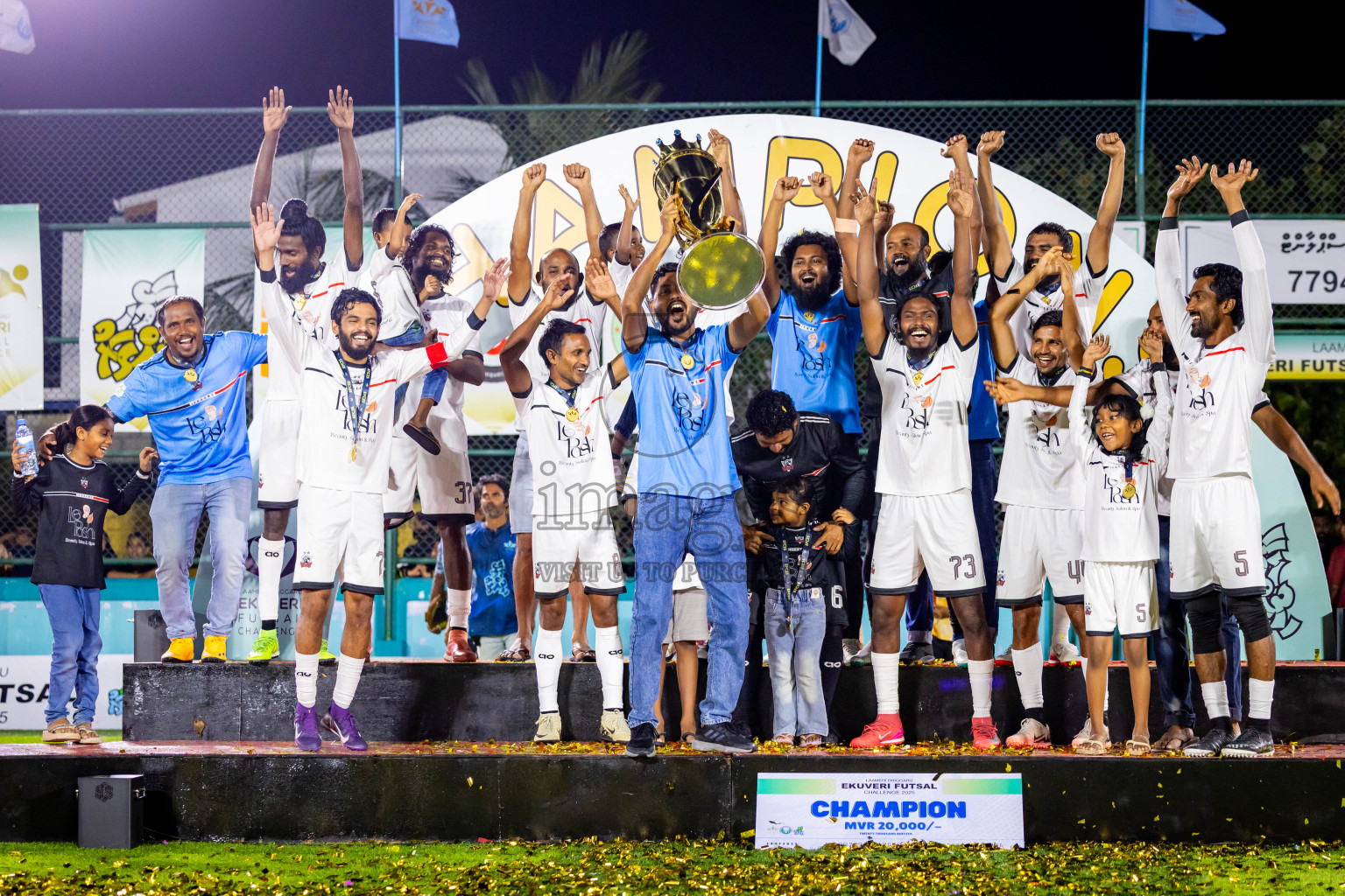 Ifhaams vs Dee Cee Jay SC in Final of Laamehi Dhiggaru Ekuveri Futsal Challenge 2025 was held on Tuesday, 29th July 2025, at Dhiggaru Futsal Ground, Dhiggaru, Maldives Photos: Nausham Waheed  / images.mv
