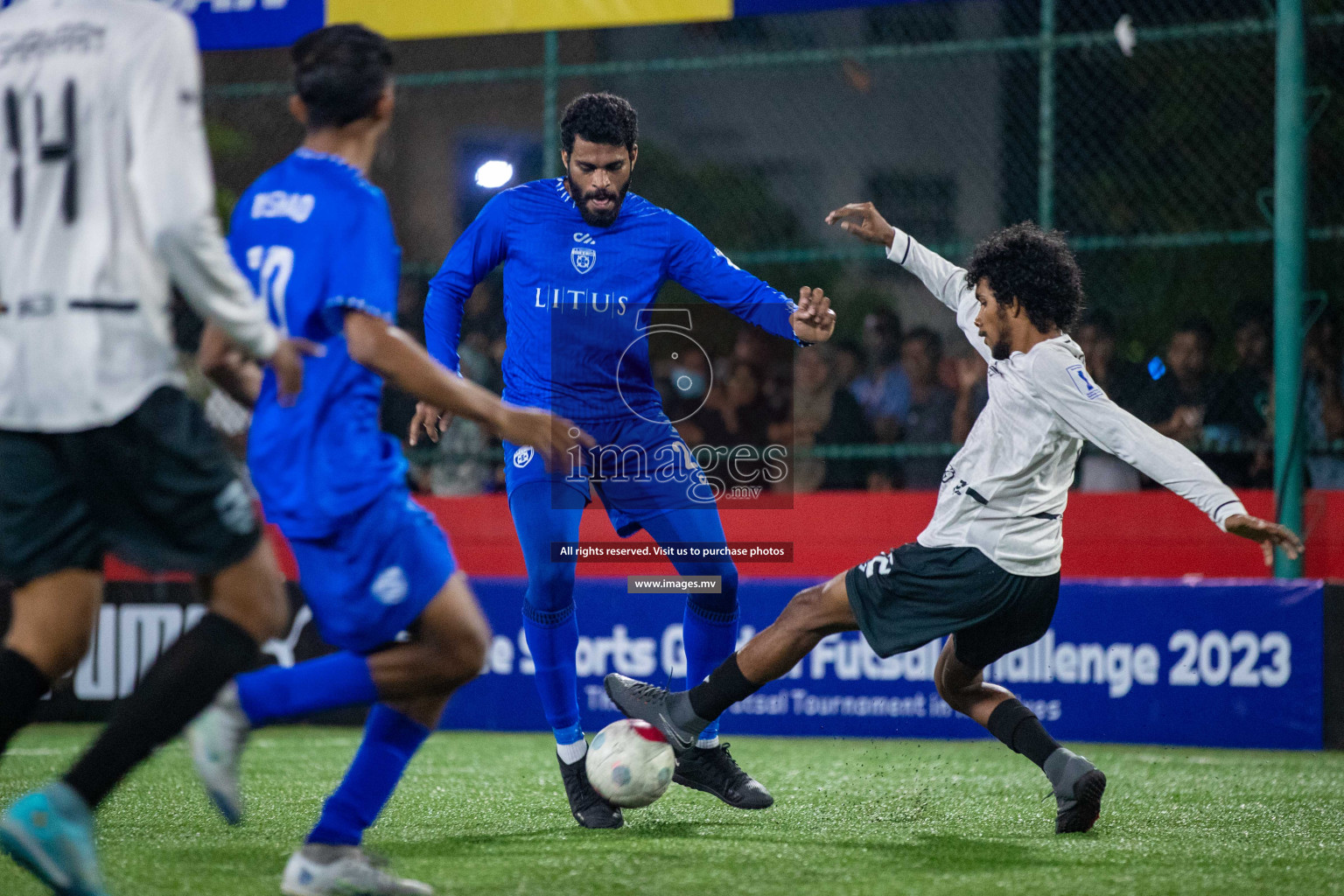 R. Meedhoo vs R. Inguraidhoo in Day 7 of Golden Futsal Challenge 2023 on 11 February 2023 in Hulhumale, Male, Maldives