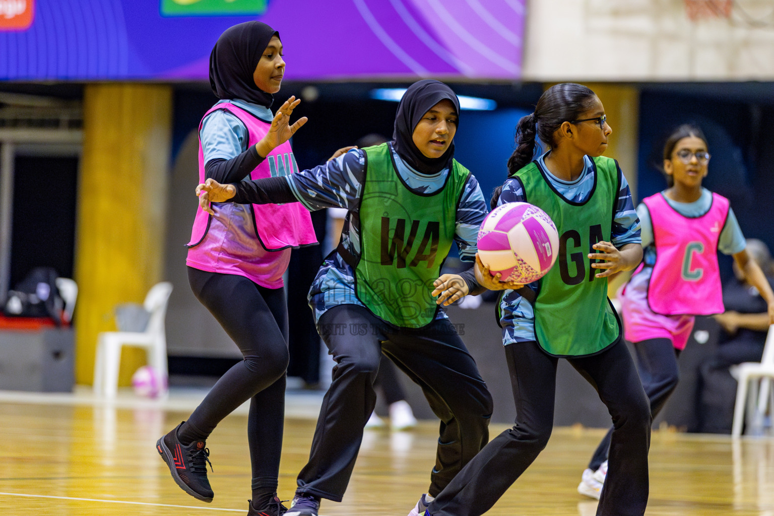 High Flyers vs Netkids B in Day 3 of 3rd Netball Junior Championship, held at Social Center on Tuesday, 21st January 2025 . 
Photos: Hassan Simah / images.mv
