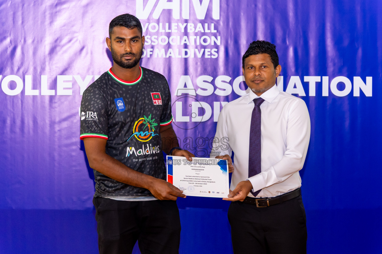 Announcing of Senior Mens Volleyball National Team participating in the CAVA Men’s cup 2025, in Bangladesh held in Socail Centre Haruge., Male', Maldives on Thursday, 09th October 2025. Photos by: Nausham Waheed / Images.mv