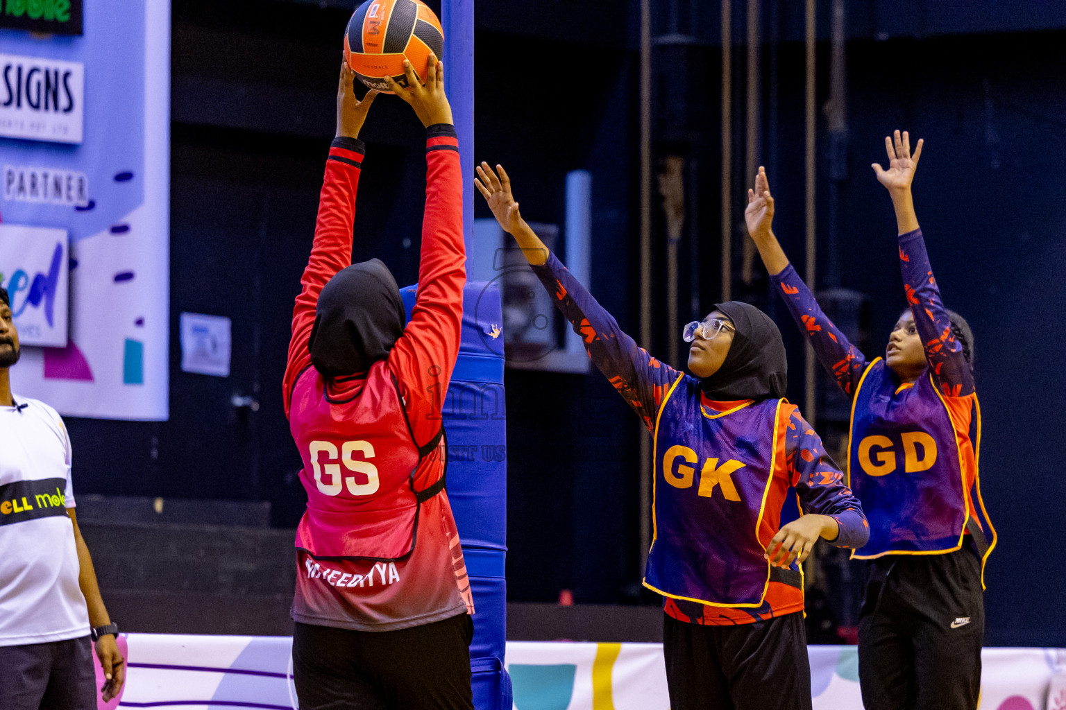 Day 8 of 25th Inter-School Netball Tournament was held in Social Center at Male', Maldives on Sunday, 18th August 2024. Photos: Nausham Waheed / images.mv