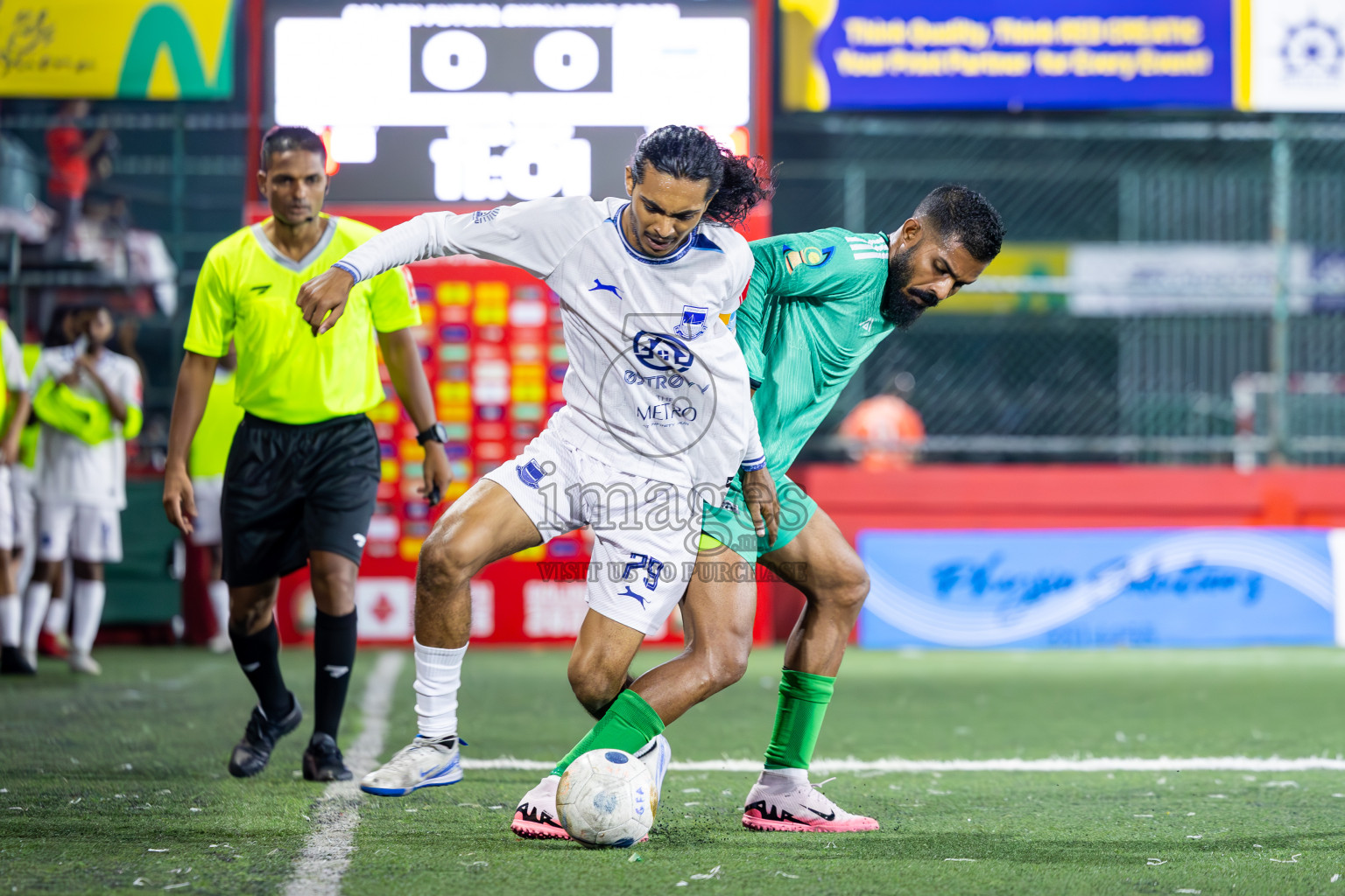 GA Dhaandhoo vs GA Gemanafushi in Day 14 of Golden Futsal Challenge 2025 was held on Saturday, 18th January 2025, in Hulhumale', Maldives. Photos: Ismail Thoriq / images.mv