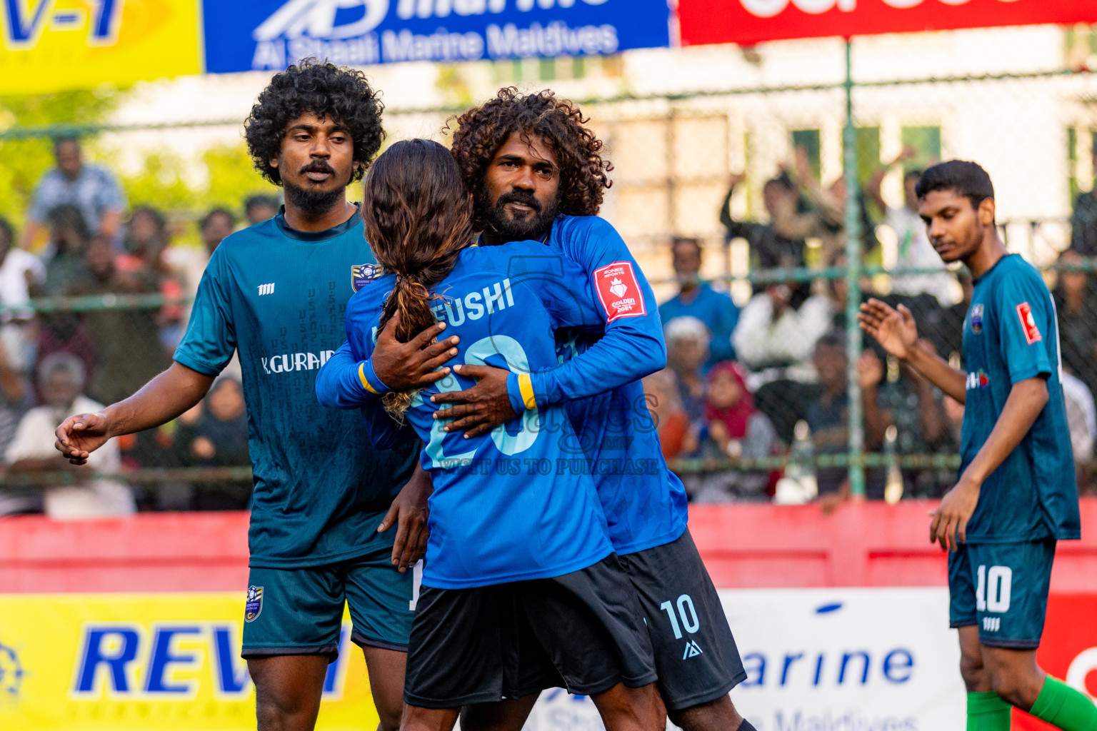 K. Maafushi vs K. Guraidhoo in Day 19 of Golden Futsal Challenge 2024 was held on Friday, 2nd February 2024 in Hulhumale', Maldives 
Photos: Hassan Simah / images.mv