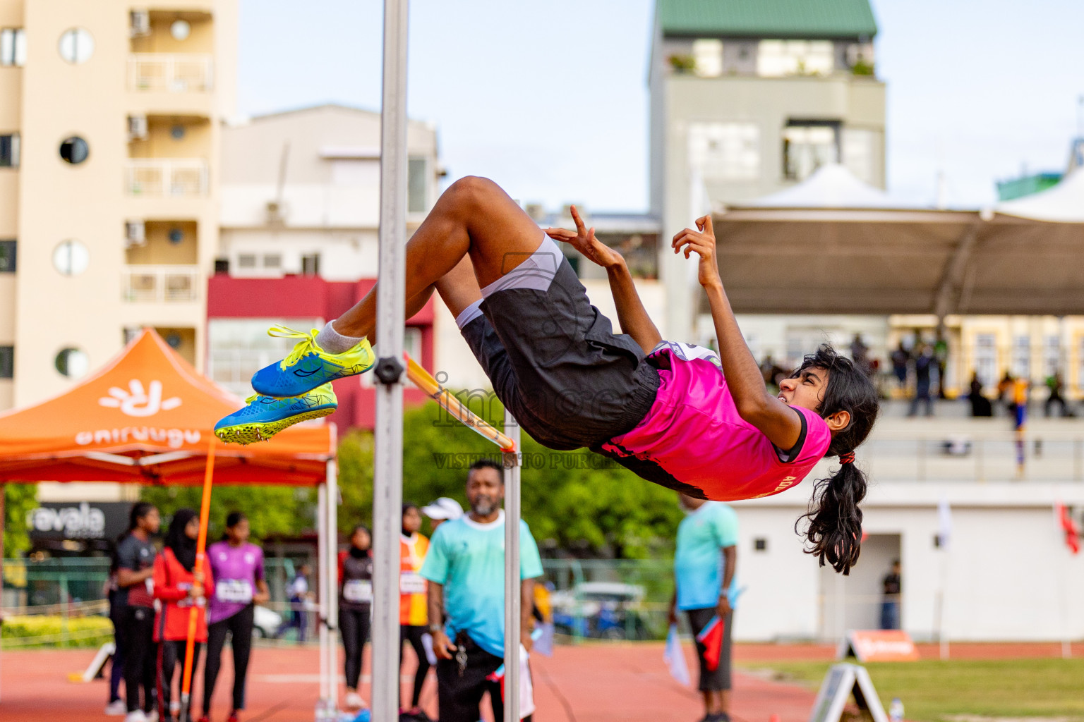 Day 2 of MWSC Interschool Athletics Championships 2024 held in Hulhumale Running Track, Hulhumale, Maldives on Sunday, 10th November 2024. 
Photos by: Hassan Simah / Images.mv