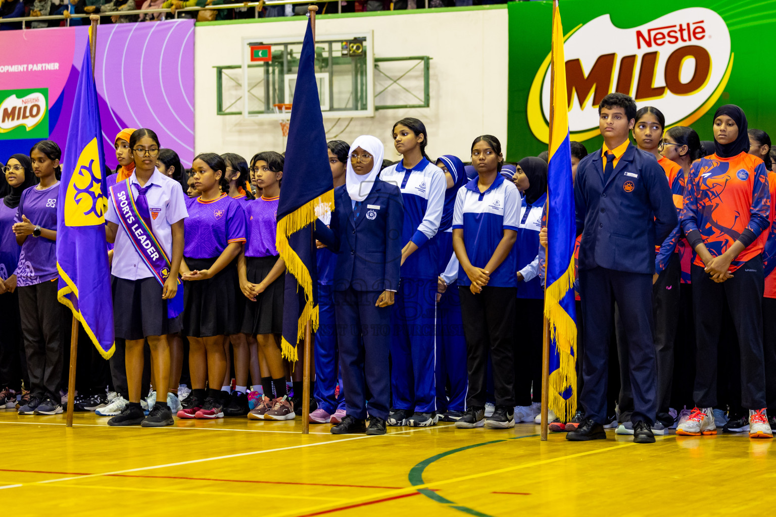 Day 1 of 25th Milo Inter-School Netball Tournament was held in Social Center at Male', Maldives on Thursday, 8th August 2024. Photos: Nausham Waheed / images.mv