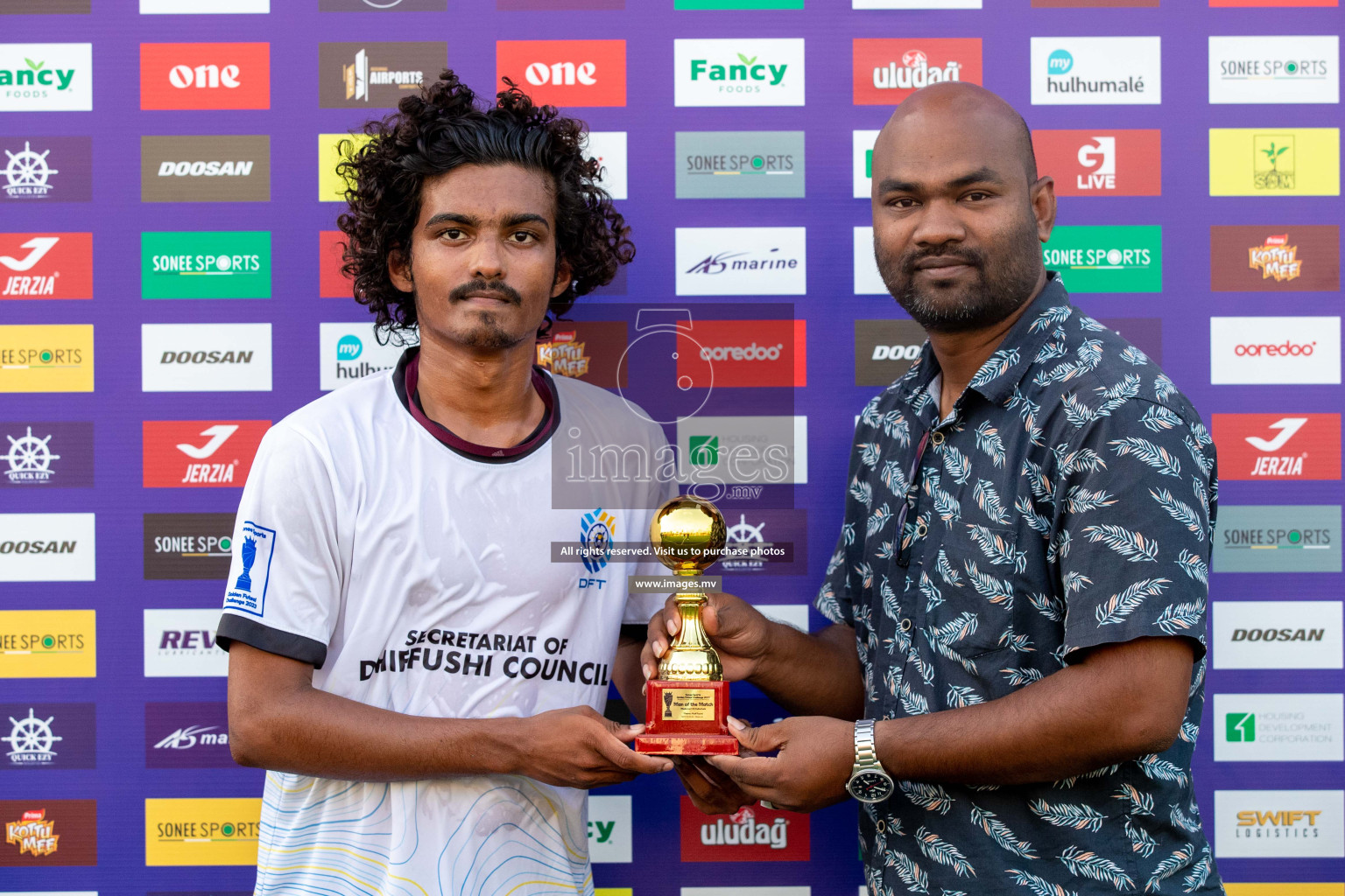 K. Dhiffushi vs K. Thulusdhoo in Day 6 of Golden Futsal Challenge 2023 on 10 February 2023 in Hulhumale, Male, Maldives