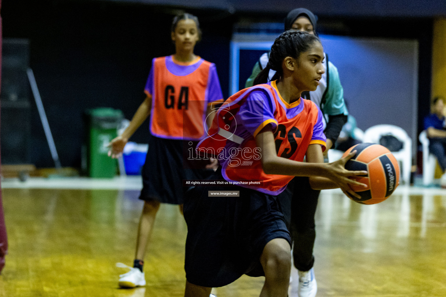 Day 9 of 24th Interschool Netball Tournament 2023 was held in Social Center, Male', Maldives on 4th November 2023. Photos: Hassan Simah / images.mv