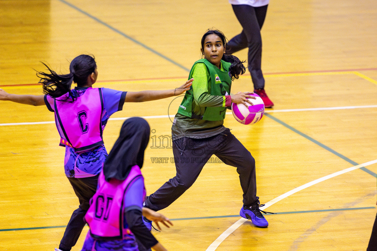 N Sports Acamdemy A vs Fiontti Sports Club in Day 3 of 3rd Netball Junior Championship, held at Social Center on Tuesday, 21st January 2025 . Photos: Nausham Waheed / images.mv