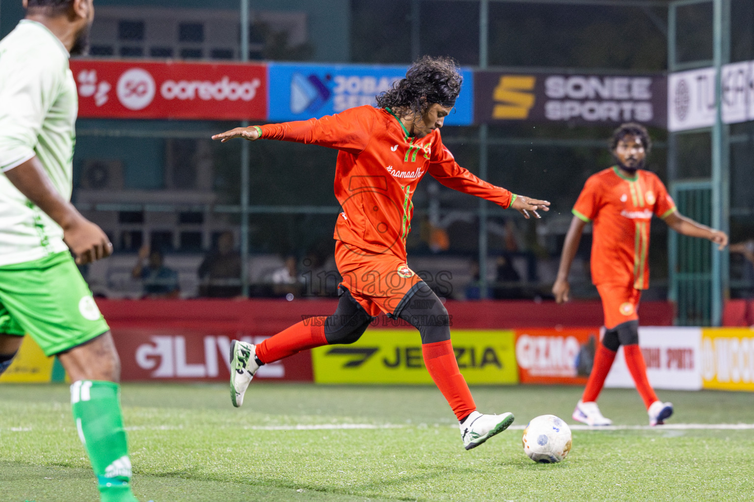 AA Feridhoo vs AA Maalhos in Day 11 of Golden Futsal Challenge 2025 was held on Wednesday, 15th January 2025, in Hulhumale', Maldives Photos: Mohamed Mahfooz Moosa / images.mv