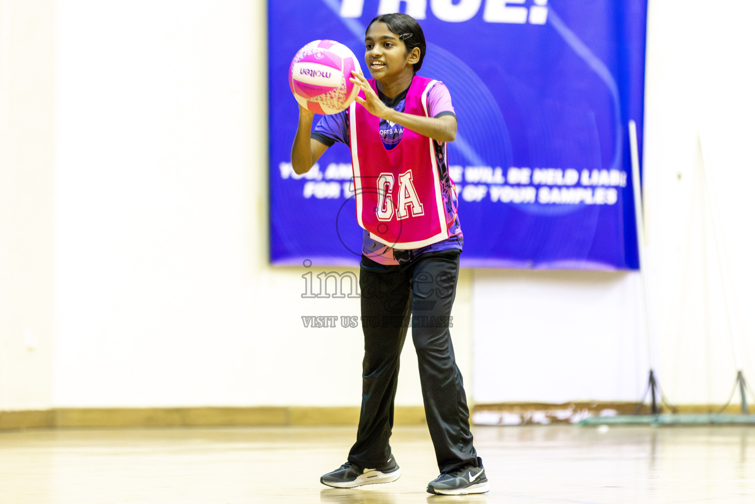 N Sports Academy vs FIONTI Sports Academy in Day 5 of 3rd Netball Junior Championship, held at Social Center on Thursday 23rd January 2025 . Photos: Shuu Abdul Sattar / images.mv