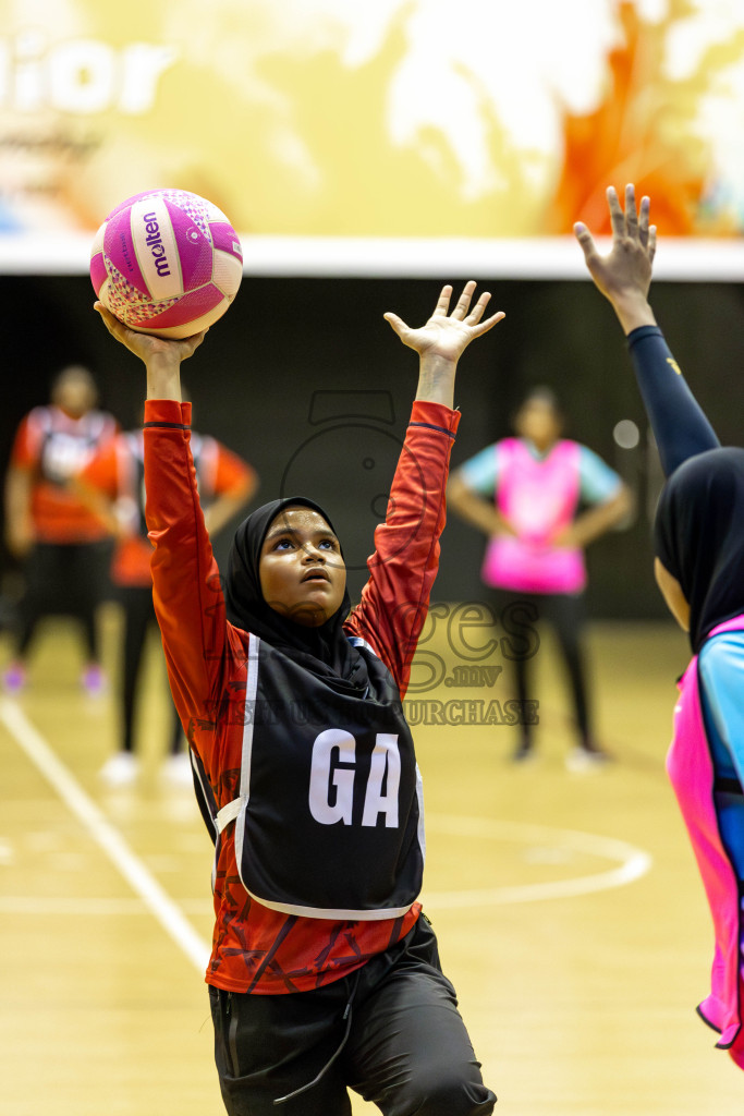 Young Netters A vs AIS Netball Academy in Day 5 of 3rd Netball Junior Championship, held at Social Center on Thursday 23rd January 2025 . Photos: Shuu Abdul Sattar / images.mv