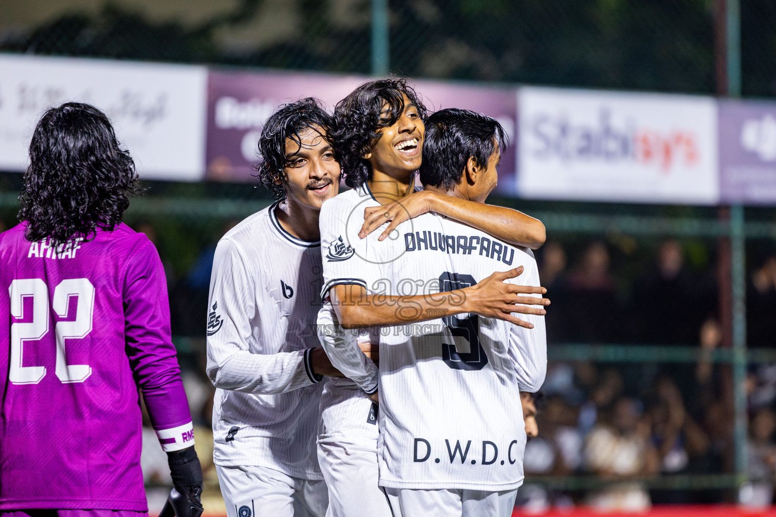 R Dhuvaafaru vs R Meedhoo in Day 14 of Golden Futsal Challenge 2025 was held on Saturday, 18th January 2025, in Hulhumale', Maldives. Photos: Nausham Waheed / images.mv