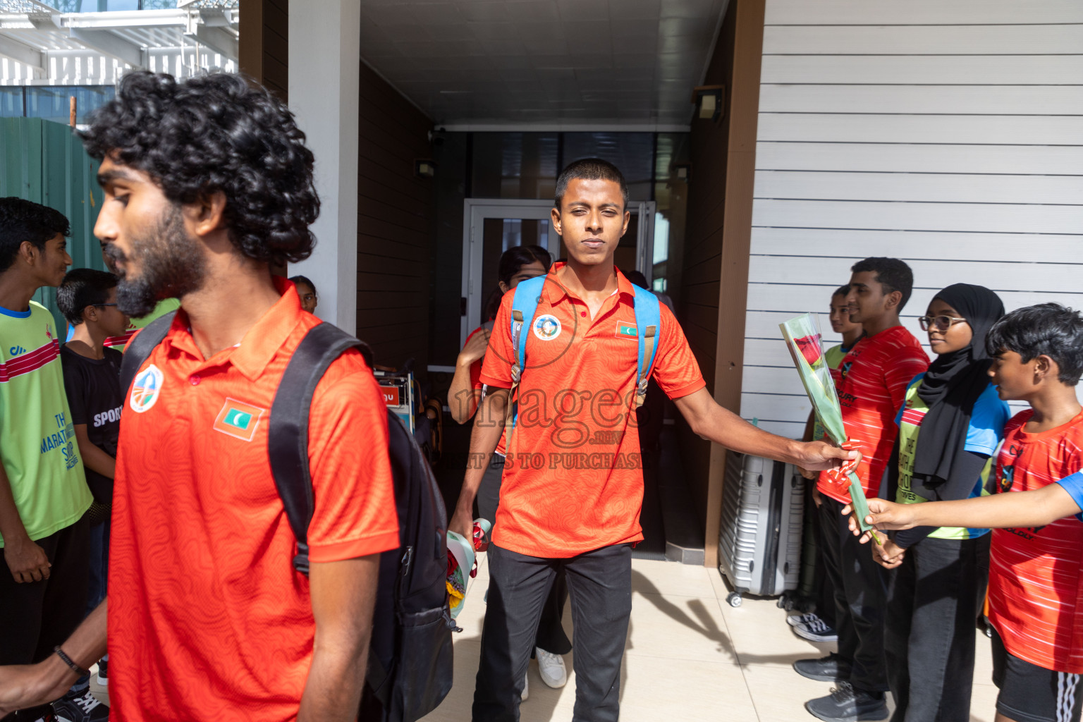 Arrival of Junior athletics team after 4th South Asian Junior Athletics Championship. Both Junior Men and Women's team won Bronze from 4x100m Relay event. 
Photos: Ismail Thoriq / images.mv