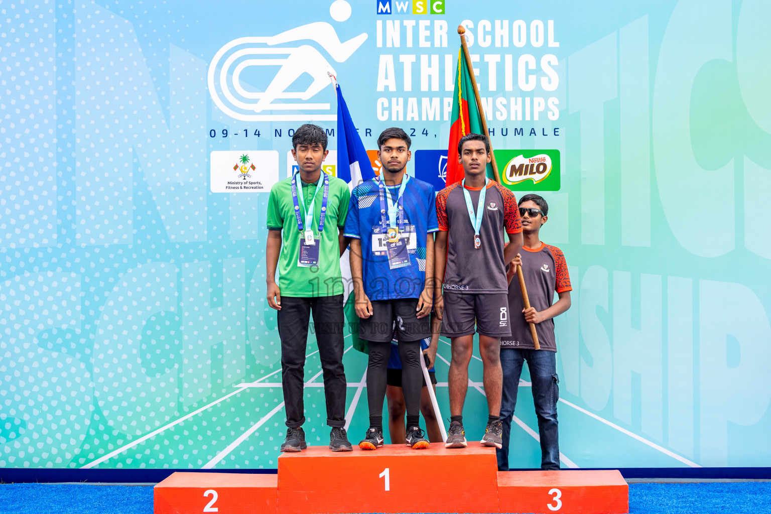 Day 6 of MWSC Interschool Athletics Championships 2024 held in Hulhumale Running Track, Hulhumale, Maldives on Thursday, 14th November 2024. Photos by: Ismail Thoriq / Images.mv