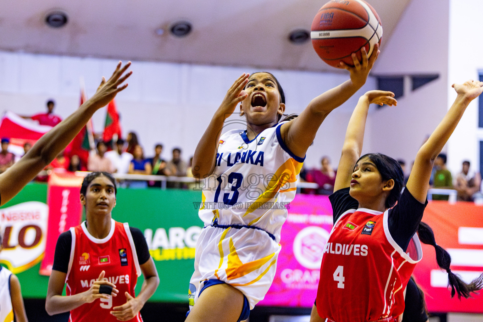 Maldives vs SriLanka in Day 2 of Under 16 Woman's Asian Cup SABA Qualifiers 2025 was held in Social Center, Male', Maldives on Friday, 13th June 2025. Photos: Nausham Waheed / images.mv