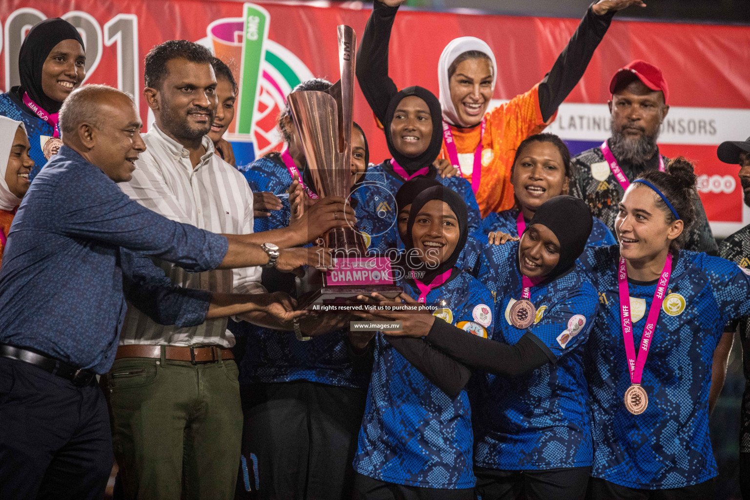 Ports Limited vs WAMCO - in the Finals 18/30 Women's Futsal Fiesta 2021 held in Hulhumale, Maldives on 18 December 2021. Photos by Nausham Waheed & Shuu Abdul Sattar