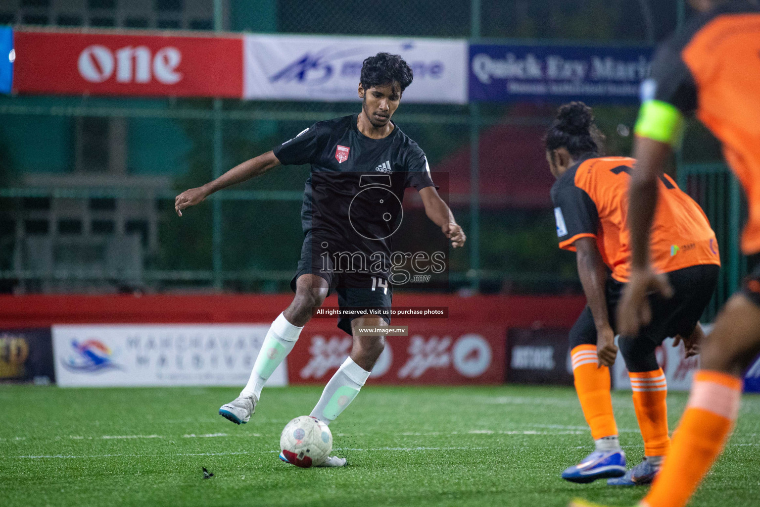 ADh. Hangnaameedhoo vs ADh. Dhagethi in Day 7 of Golden Futsal Challenge 2023 on 11 February 2023 in Hulhumale, Male, Maldives