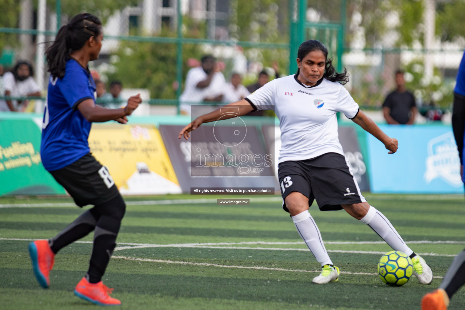 Maldives Ports Limited vs Dhivehi Sifainge Club in the semi finals of 18/30 Women's Futsal Fiesta 2019 on 27th April 2019, held in Hulhumale Photos: Hassan Simah / images.mv