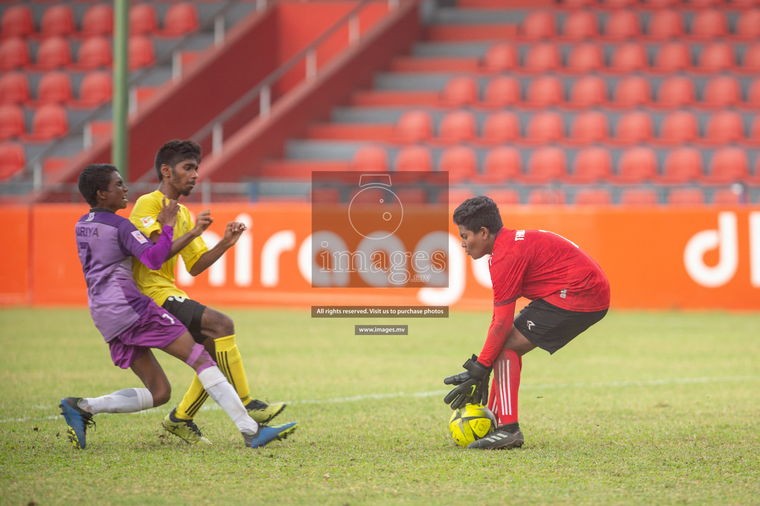 Hiriya School vs Thaajudheen School in Mamen Inter-School Football Tournament 2019 (U15) on 14th March 2019, in Male' Maldives (Images.mv Photo: Ismail Thoriq)